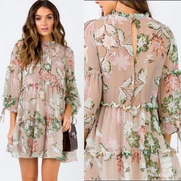 Princess Polly EDEN BLOOM MINI FLORAL DRESS BLUSH - Picture 3 of 14